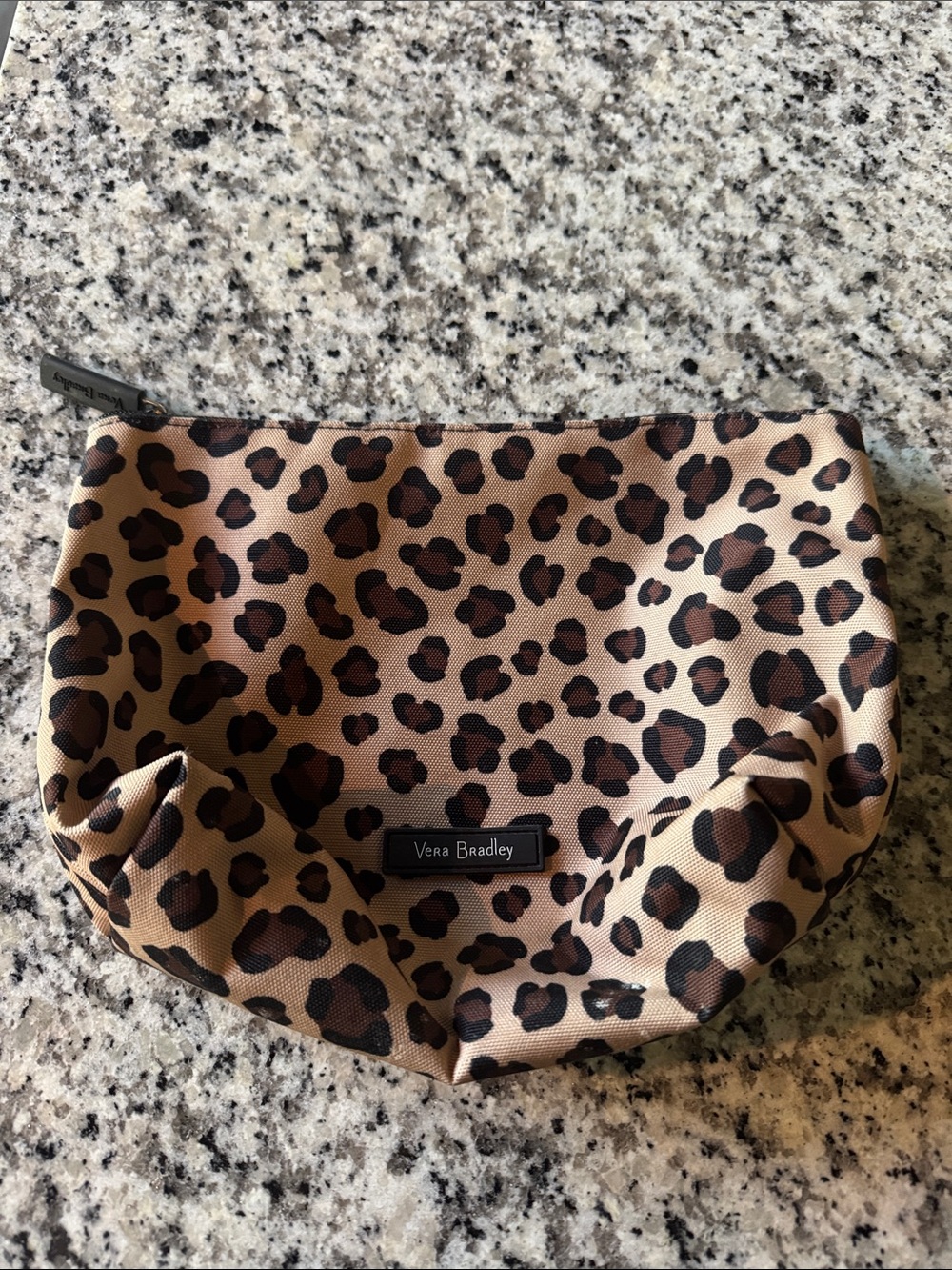 Vera Bradley Leopard Print Zip Pouch in Beige and Brown